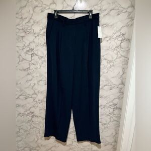 NWT Jessica Simpson Navy Rey High Rise Wide Leg Pleated Trouser Pants 14